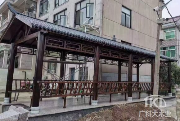 古建碳化木長廊 仿古碳化木長廊北京制作廠家